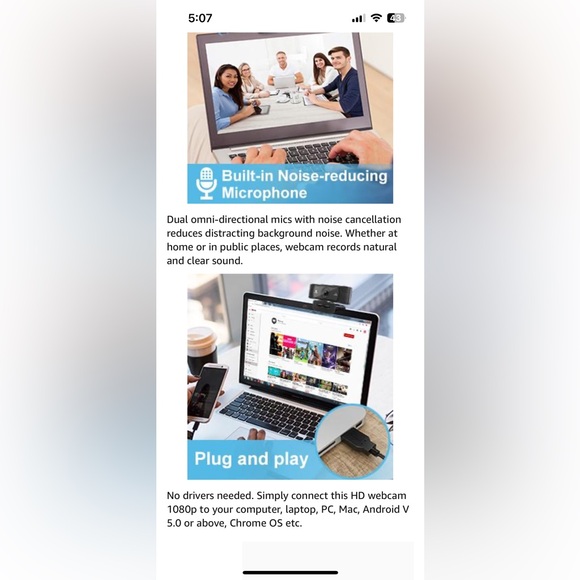 Vitade HD Webcam 1080P with Microphone & Cover Slide - Picture 11 of 12